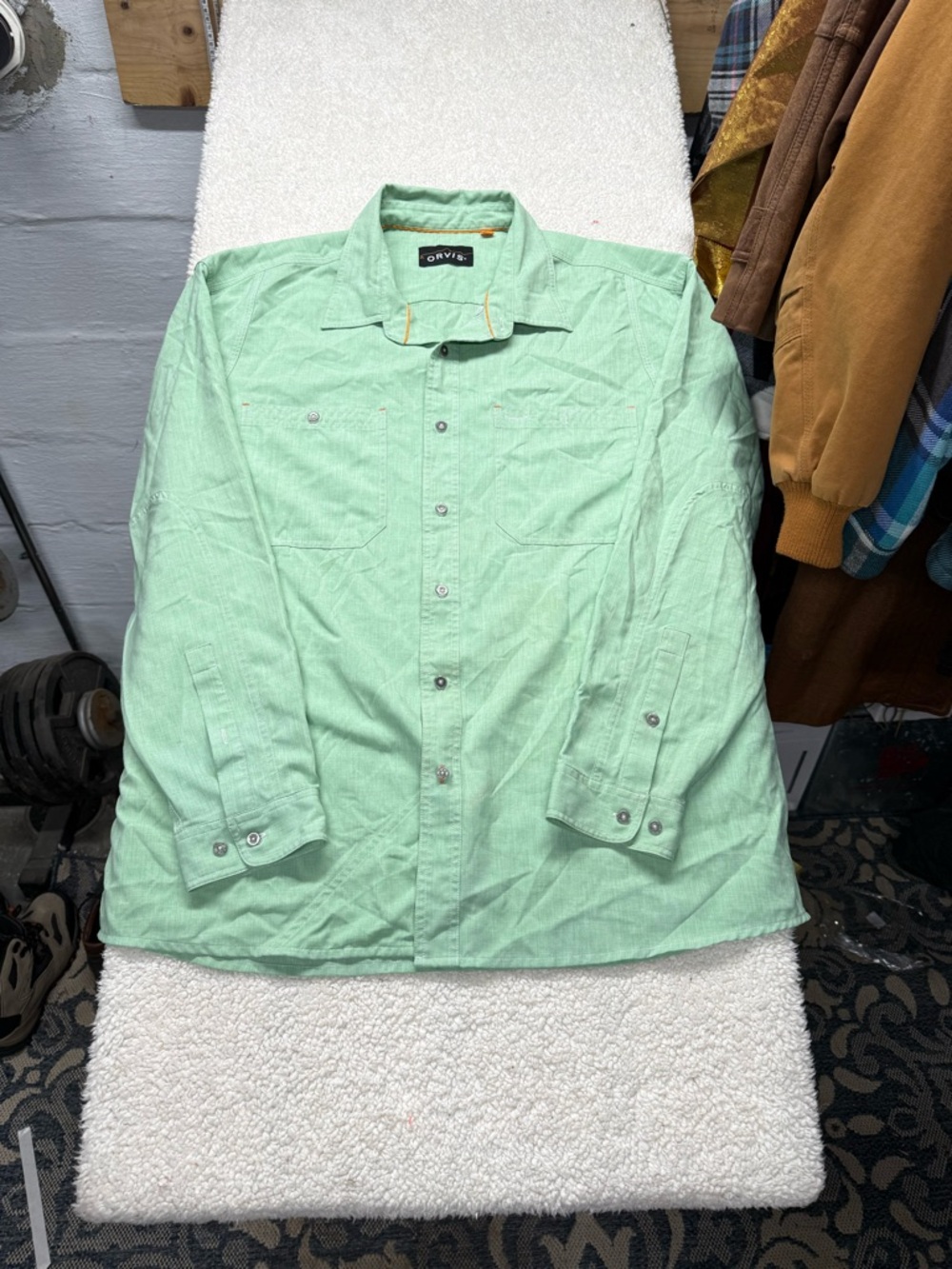 Orvis, Light weight, Mint green, Button-Up Shirt, size XXL